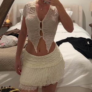 Cream Textured Two-Piece Set